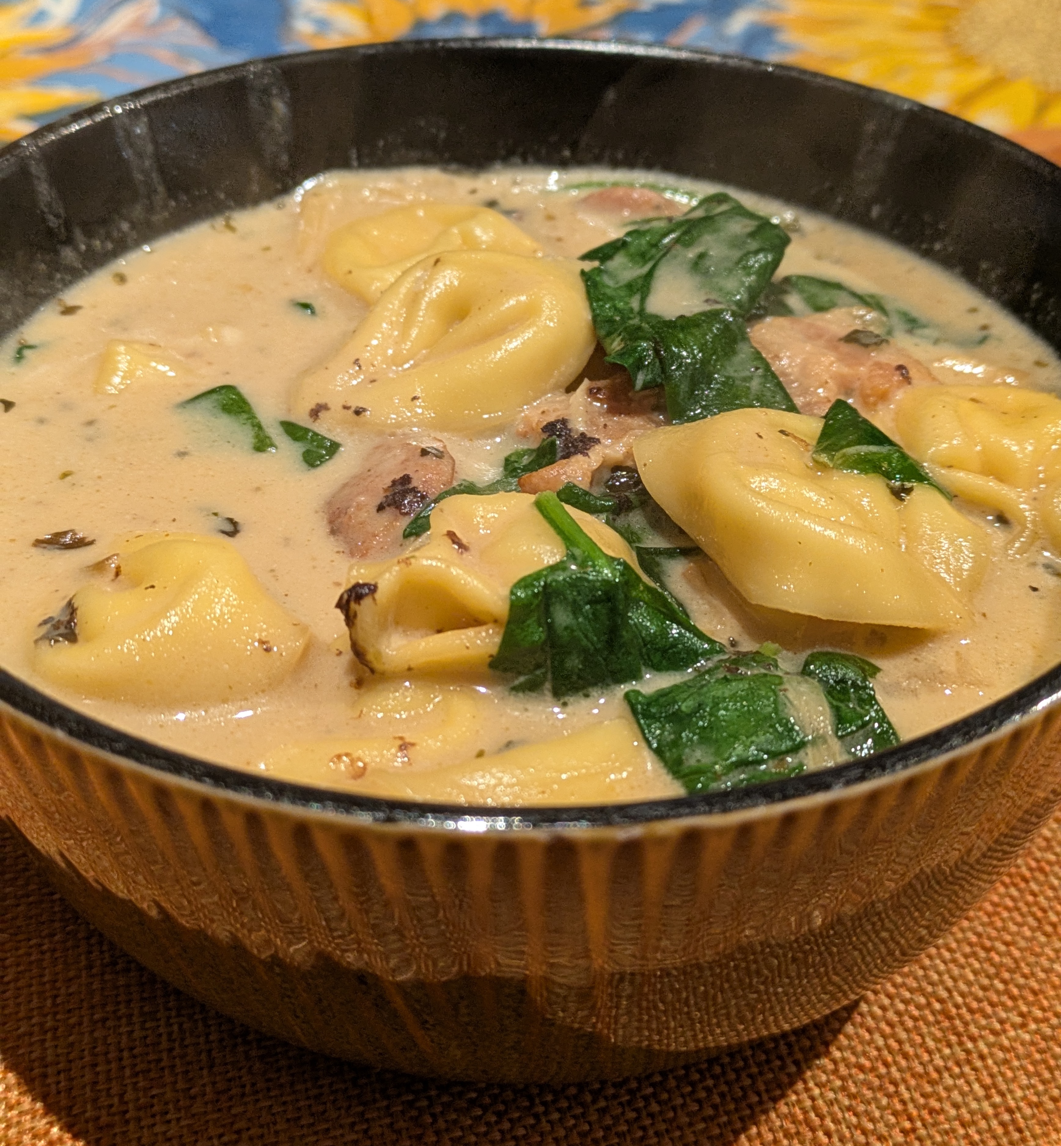 Sausage Tortellini Soup In Bowl