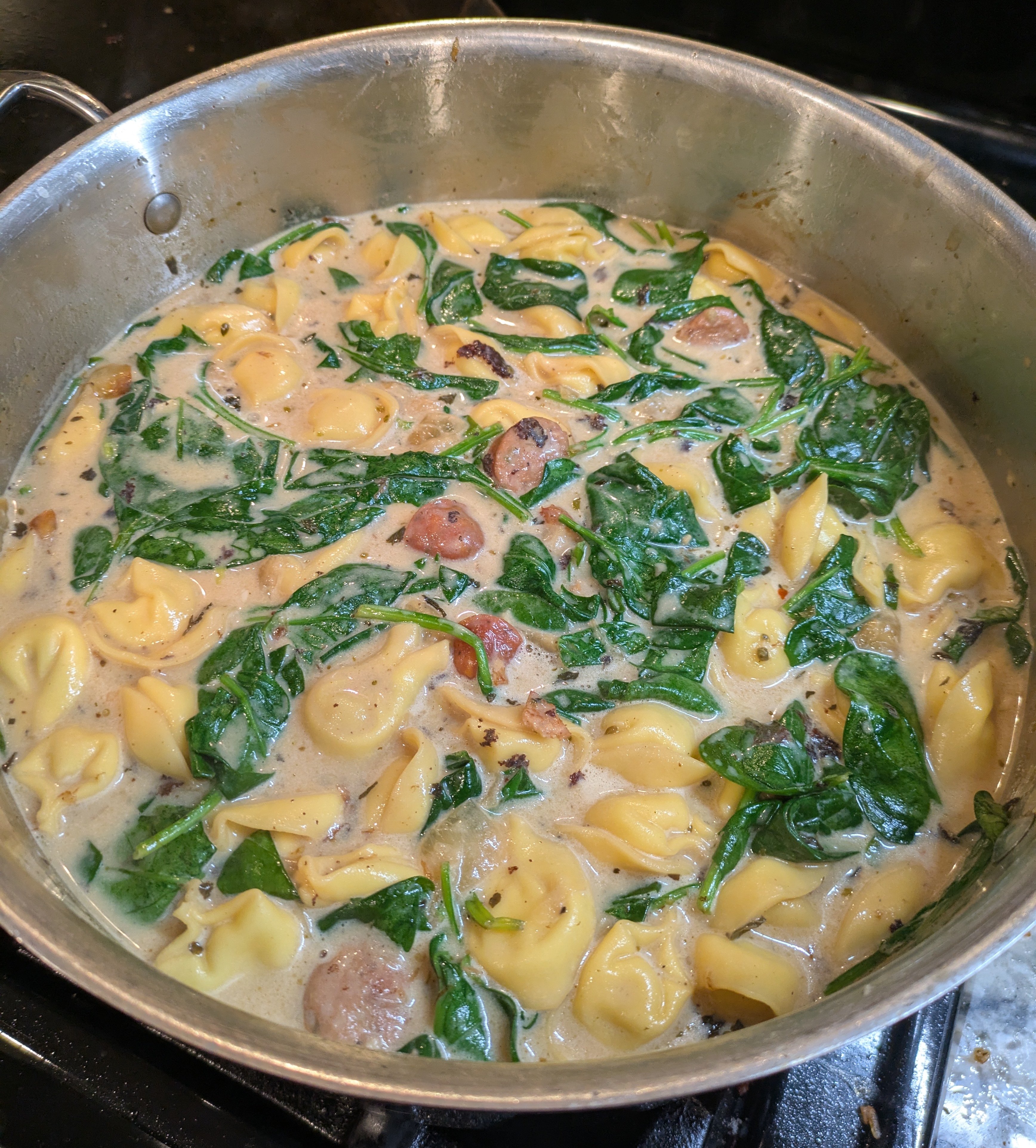 Sausage Tortellini Soup In Pot